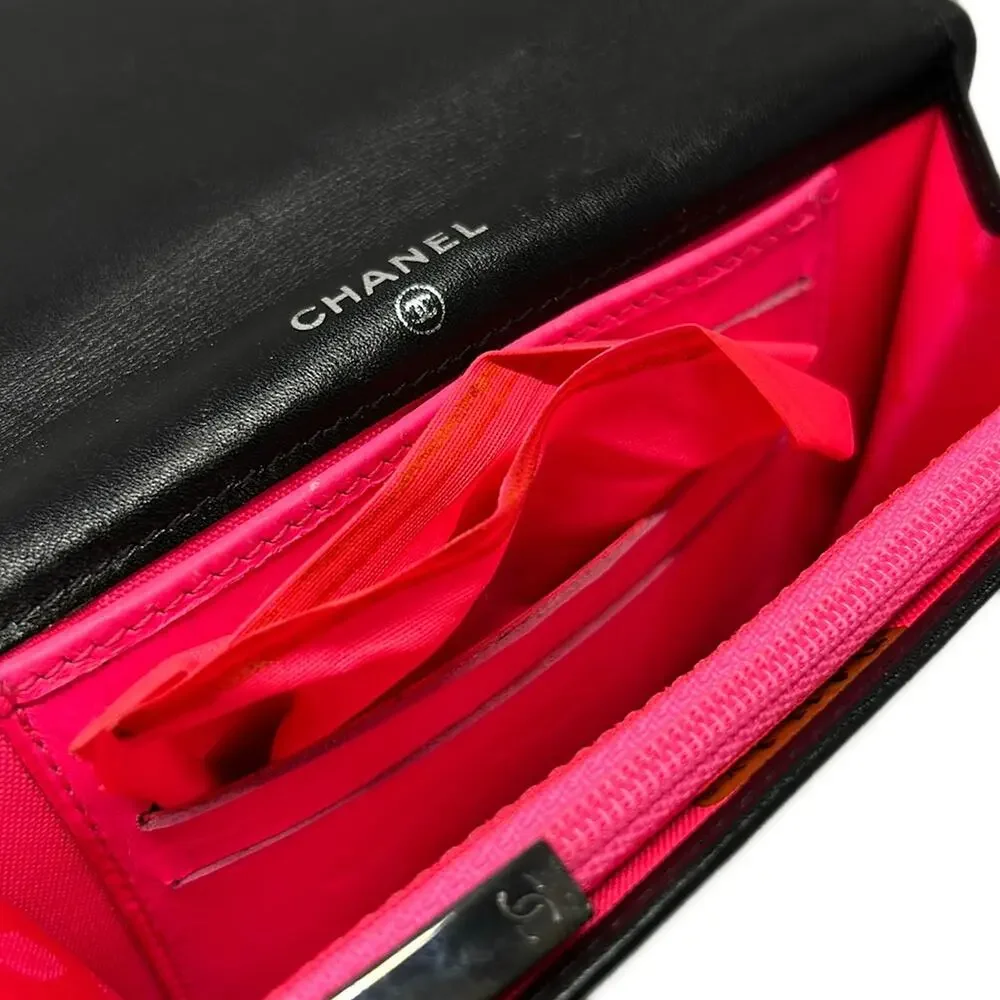 Chanel Cambon Line Bifold Wallet Black White